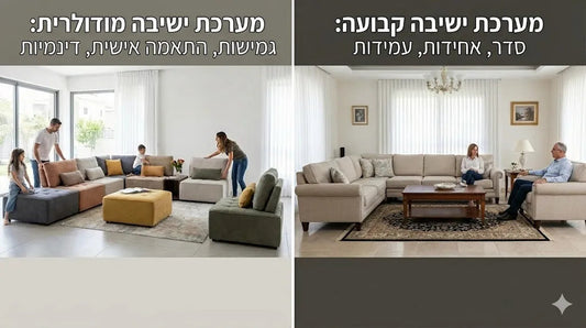 מערכת ישיבה מודולרית או קבועה – מה באמת עדיף לכל סוג סלון?