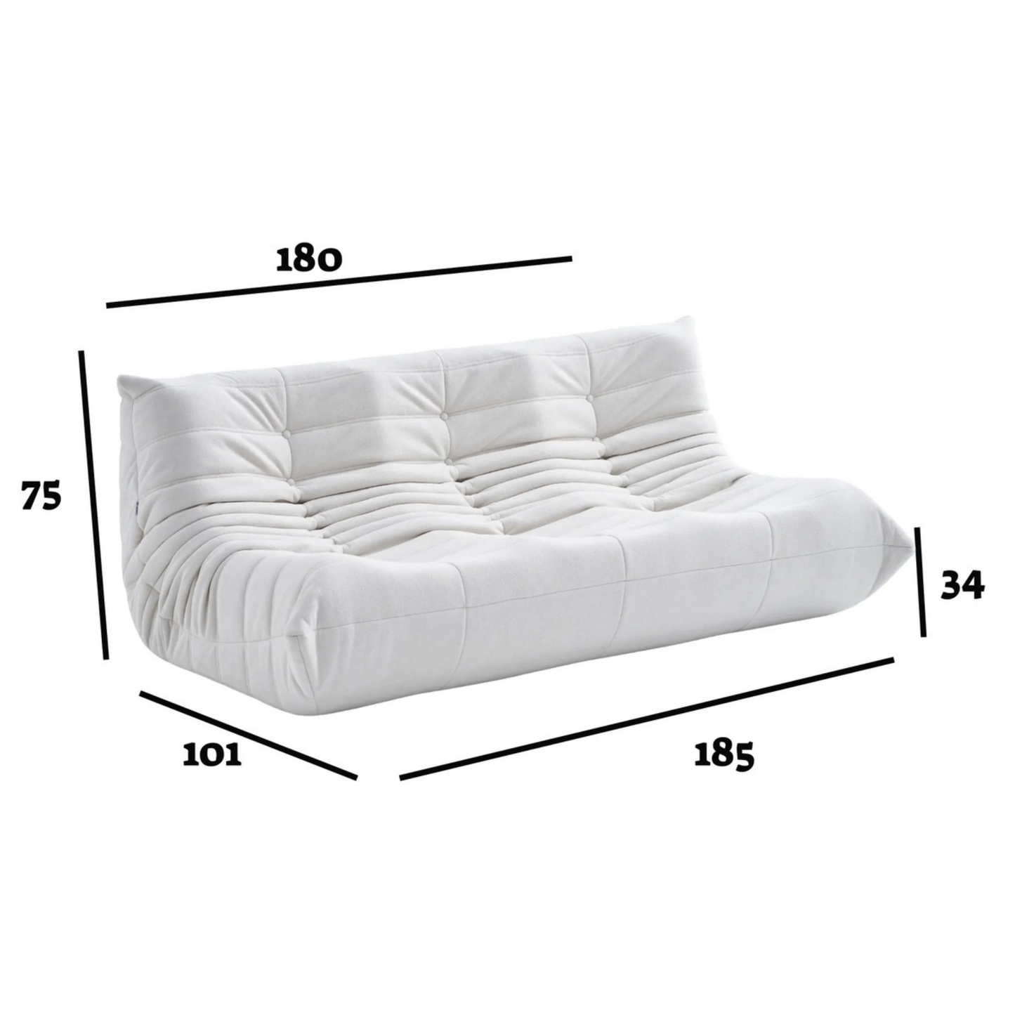 Doze Three Seater- בד זמש צבע off white